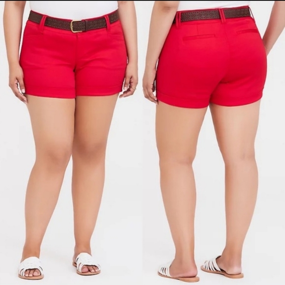 Torrid NWOT Red Cuffed Sateen Shorts, size 12 - Picture 4 of 13